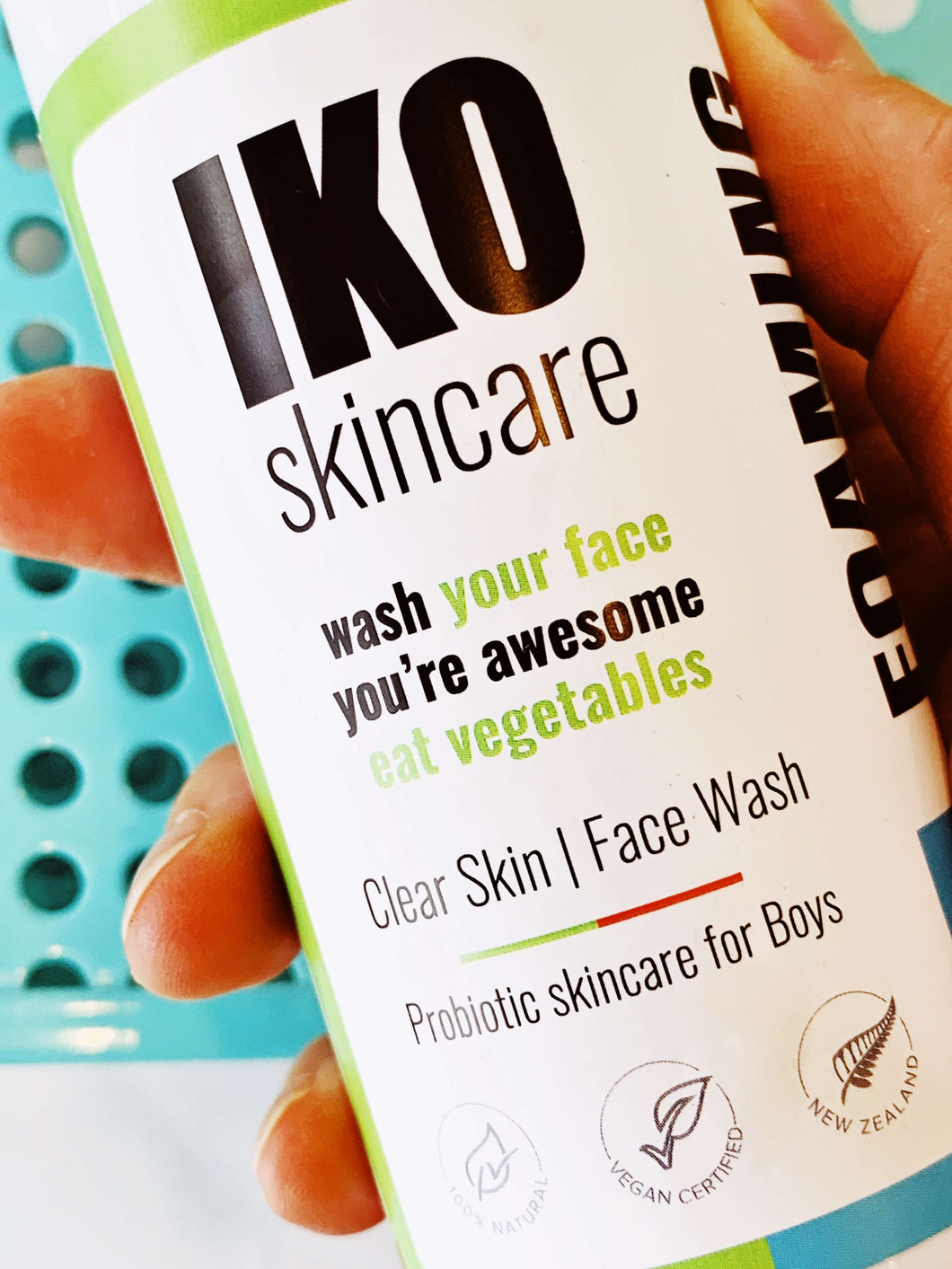 IKO wash your face foaming Face wash. Organic and natural vegan probiotic for tween and teen boys